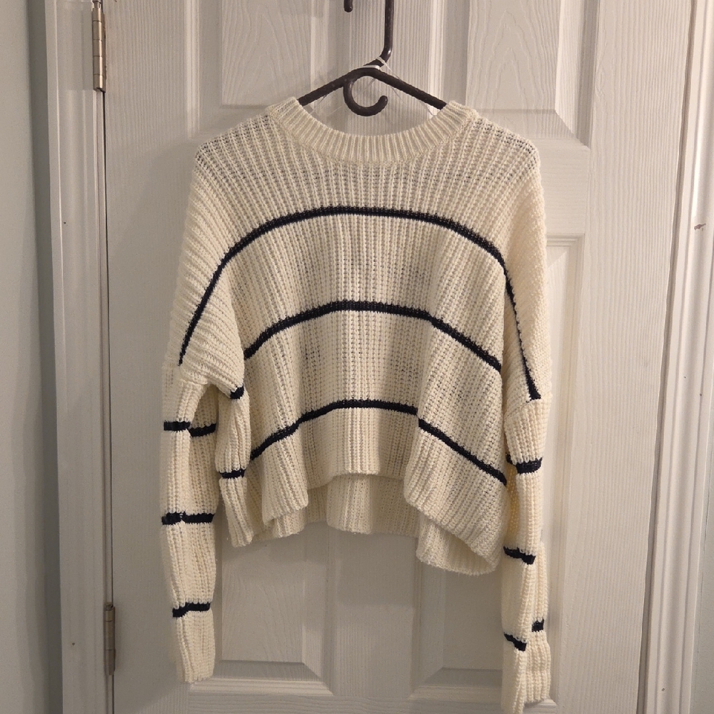 moon & madison Cream and Black Striped Sweater